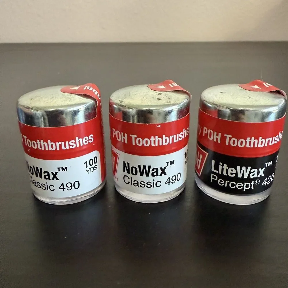 POH 490 420 No Wax Lite Wax Dental Floss‎ Unwaxed 6 Pack 450 Yards Blue Red NEW